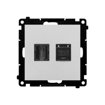 Gniazdo HDMI + komputerowe RJ45 kat.6. aluminium mat Simon55 Kontakt-Simon TGHRJ45.01/143