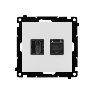 Gniazdo HDMI + komputerowe RJ45 kat.6. jasnoszary mat Simon55 Kontakt-Simon TGHRJ45.01/114