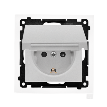 Gniazdo elektryczne poj. SCHUKO klapka aluminium mat IP20/IP44 Simon55 Kontakt-Simon TGSZ1BCZ.01/143