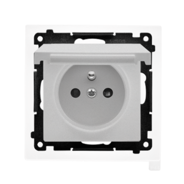 Gniazdo elektryczne pojedyncze z klapką aluminium mat IP44 Simon55 Kontakt-Simon TGZ1BCZ.01/143