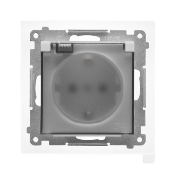 Gniazdo elektryczne poj. SCHUKO klapka aluminium IP20/IP44 Simon55 Kontakt-Simon TGSZ1BCZ.01/143A
