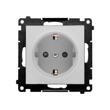 Gniazdo elektryczne pojedyncze SCHUKO aluminium mat Simon55 Kontakt-Simon TGSZ1CZ.01/143 Gniazdo elektryczne pojedyncze SCHUKO aluminium mat Simon55 Kontakt-Simon TGSZ1CZ.01/143