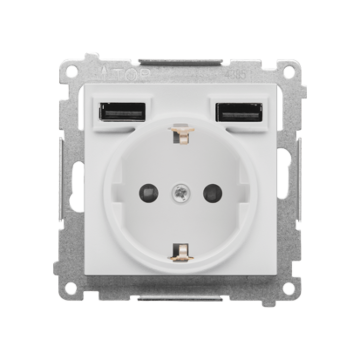 Gniazdo pojedyncze SCHUKO z 2xUSB jasnoszary mat Simon55 Kontakt-Simon TGSZ1ZUSB2AA.01/114