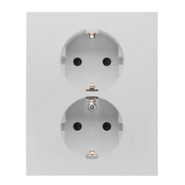 Gniazdo elektryczne podwójne SCHUKO aluminium mat Simon55 Kontakt-Simon TGSZ2PZFAR/143