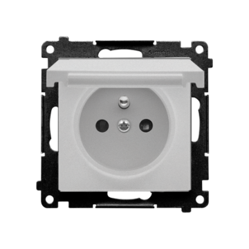 Gniazdo elektryczne poj. klapka aluminium mat IP20/IP44 Simon55 Kontakt-Simon TGZ1BCUZ.01/143 Gniazdo elektryczne poj. klapka aluminium mat IP20/IP44 Simon55 Kontakt-Simon TGZ1BCUZ.01/143