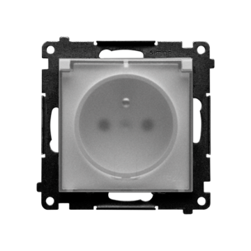 Gniazdo elektryczne pojedyncze klapka aluminium mat IP20/IP44 Simon55 Kontakt-Simon TGZ1BCUZ.01/143A