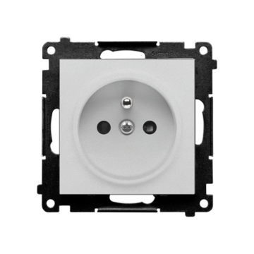 Gniazdo elektryczne pojedyncze aluminium mat Simon55 Kontakt-Simon TGZ1CZ.01/143