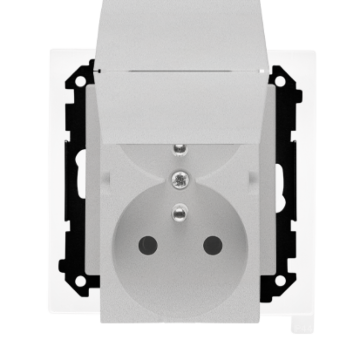 Gniazdo elektryczne podwójne klapka aluminium mat IP20/IP44 Simon55 Kontakt-Simon TGZ2BMCZ.01/143