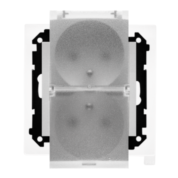 Gniazdo elektryczne podwójne klapka aluminium mat IP20/IP44 Simon55 Kontakt-Simon TGZ2BMCZ.01/143A