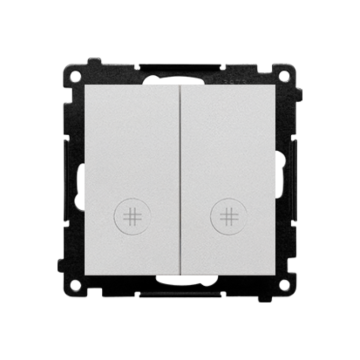 Włącznik krzyżowy podwójny podświetlany aluminium mat Simon55 Kontakt-Simon TW7/2L2.01/143