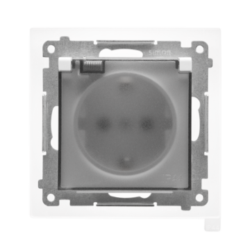 Gniazdo elektryczne poj. SCHUKO klapka biały mat IP20/IP44 Simon55 Kontakt-Simon TGSZ1BCZ.01/111A
