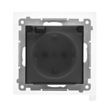 Gniazdo elektryczne poj. SCHUKO klapka czarny mat IP20/IP44 Simon55 Kontakt-Simon TGSZ1BCZ.01/149A