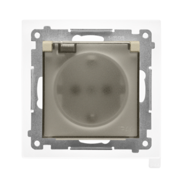 Gniazdo elektryczne poj. SCHUKO klapka szampański IP20/IP44 Simon55 Kontakt-Simon TGSZ1BCZ.01/144A