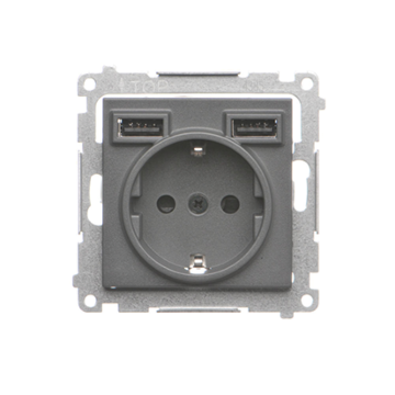 Gniazdo pojedyncze SCHUKO z 2xUSB grafitowy mat Simon55 Kontakt-Simon TGSZ1ZUSB2AA.01/116