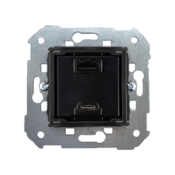 Mechanizm ładowarki podwójnej USB typ A+C 3.1A QUICK CHARGE czarny Simon82 Kontakt-Simon 7511296-039