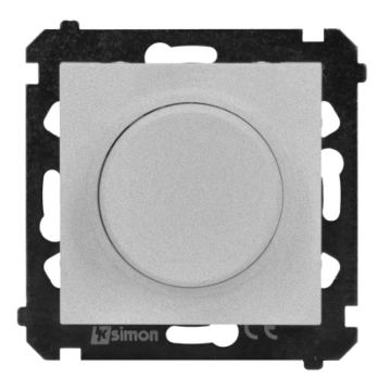 Ściemniacz LED obrotowo-przyciskowy jednobiegunowy aluminium mat Simon55 Kontakt-Simon TES9L.01/143