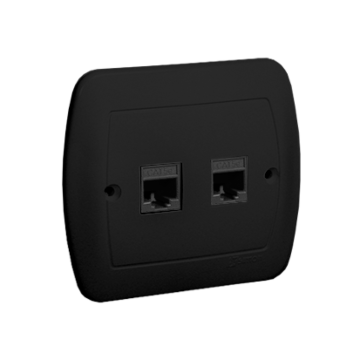 Gniazdo komputerowe podwójne RJ45 kat. 5e czarny mat Simon Akord Kontakt-Simon AF52/49