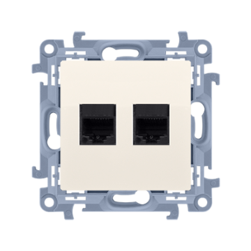 Gniazdo komputerowe RJ45 kat. 5e + telefoniczne RJ12 kremowy Simon10 Kontakt-Simon C5T12.01/41