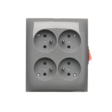 Gniazdo elektryczne poczwórne z włącznikiem ciemnoszary Aquaclick Kontakt-Simon ACGZN4W1/18