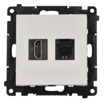 Gniazdo HDMI 2.1 + komputerowe RJ45 kat.6. biały mat Simon55 Kontakt-Simon TGH21RJ45.01/111