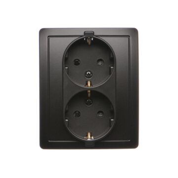 Gniazdo elektryczne podwójne SCHUKO czarny mat Basic Kontakt-Simon BGSZ2Z/49