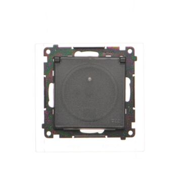 Gniazdo elektryczne pojedyncze z klapką czarny mat IP44 Simon55 Kontakt-Simon TGZ1BCZ.01/149A