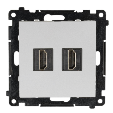 Gniazdo HDMI podwójne aluminium mat Simon55 Kontakt-Simon TGHDMI221.01/143