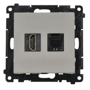 Gniazdo HDMI 2.1 + komputerowe RJ45 kat.6. aluminium mat Simon55 Kontakt-Simon TGH21RJ45.01/143