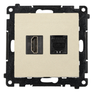Gniazdo HDMI 2.1 + komputerowe RJ45 kat.6. szampański mat Simon55 Kontakt-Simon TGH21RJ45.01/144