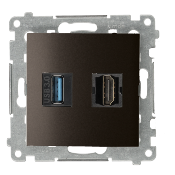 Gniazdo HDMI 1.4 + USB 3.0 brąz mat, metalizowany Simon54 Kontakt-Simon DGHDUSB3.01/46