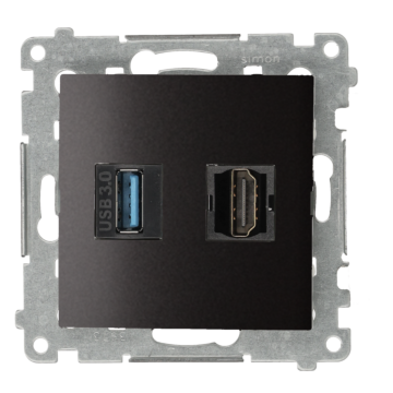 Gniazdo HDMI 1.4 + USB 3.0 antracyt, metalizowany Simon54 Kontakt-Simon DGHDUSB3.01/48