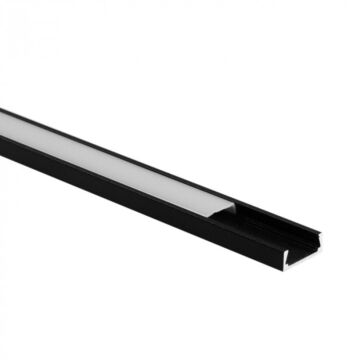 Profil do taśm LED N02 natynkowy czarny + klosz mleczny 2m Eco Light EC20597