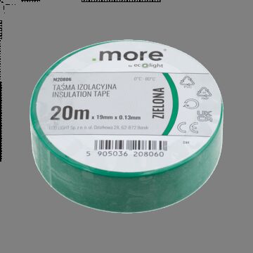 Taśma izolacyjna PVC 19x20 zielona .MORE M20806