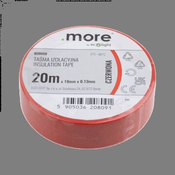 Taśma izolacyjna PVC 19x20 czerwona .MORE M20809