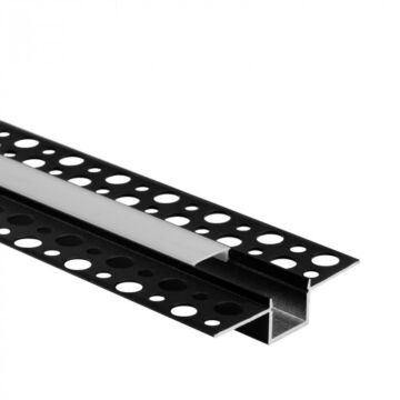 Profil do taśm LED GP02 podtynkowy czarny + klosz mleczny 2m Eco Light EC20642