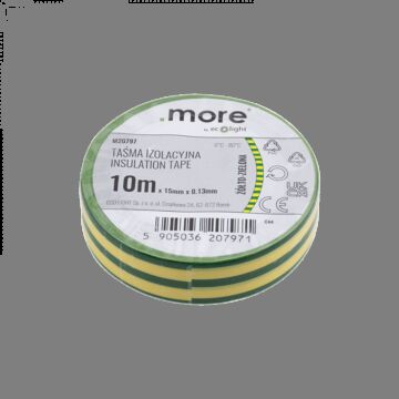 Taśma izolacyjna PVC 15x10 żółto-zielona .MORE M20797