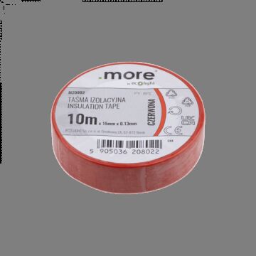 Taśma izolacyjna PVC 15x10 czerwona .MORE M20802