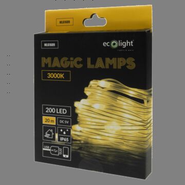 Lampki choinkowe LED 200 barwa ciepła 3000K 20m USB Bluetooth Magiczne Lampki Eco Light ML61609