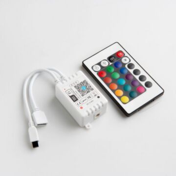 Sterownik do taśm LED RGB z pilotem IR 24 przycisków WiFi 8A 5-24V DC 96W biały Eco Light EC79900