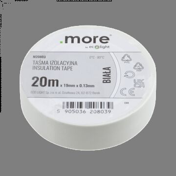 Taśma izolacyjna PVC 19x20 biała .MORE M20803