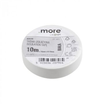 Taśma izolacyjna PVC 15x10 biała .MORE M20796