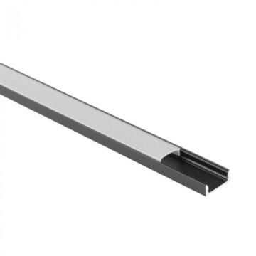 Profil do taśm LED N01 natynkowy czarny + klosz mrożony 1m Eco Light EC20905