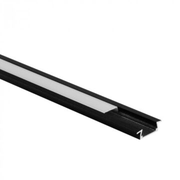 Profil do taśm LED P02 podtynkowy czarny + klosz mleczny 2m Eco Light EC20612