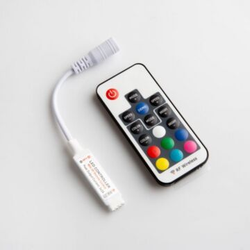 Sterownik do taśm LED RGB z pilotem RF 17 przyciski 6A 5-12V DC 72W biały Eco Light EC79897