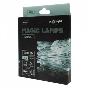 Lampki choinkowe LED 200 barwa zimna 6500K 20m USB Bluetooth Magiczne Lampki Eco Light ML61610