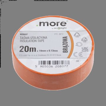 Taśma izolacyjna PVC 19x20 brązowa .MORE M20807
