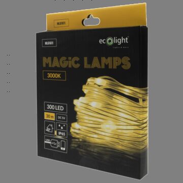 Lampki choinkowe LED 300 barwa ciepła 3000K 30m USB Bluetooth Magiczne Lampki Eco Light ML61611
