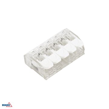 Złączka instalacyjna szybkozłączka z dźwignią pięciokrotna 5x4mm2 biała Bemko E03-P055-25