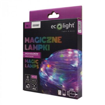 Lampki choinkowe LED 100 RGB 1mln kolorów 10m USB Bluetooth Magiczne Lampki Eco Light EC61087