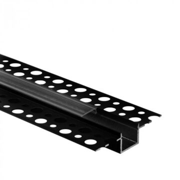 Profil do taśm LED GP02 podtynkowy czarny + klosz transparentny 2m Eco Light EC20643